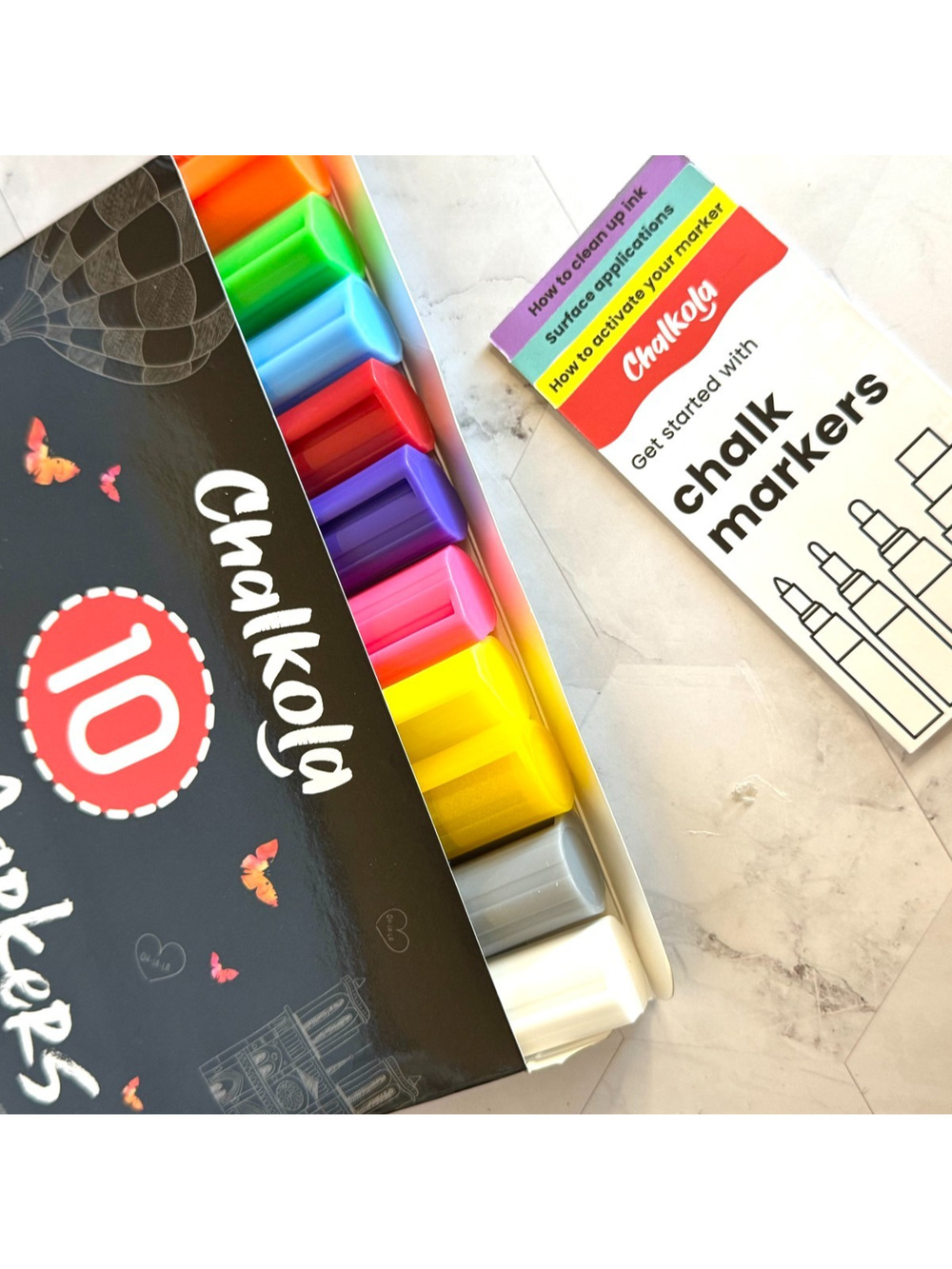 Chalkola Markers 10 Pack Liquid Chalk Art with Gold & Silver - 6 mm Tip